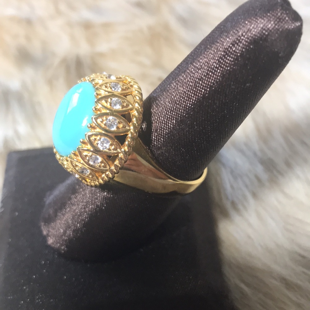 Women’s turquoise & gold colored ring - Picture 4 of 6